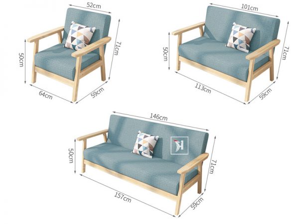 Kích thước chi tiết mỗi sofa văng