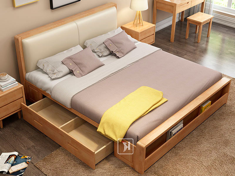 Mẫu giường ngủ gỗ Sồi giá rẻ