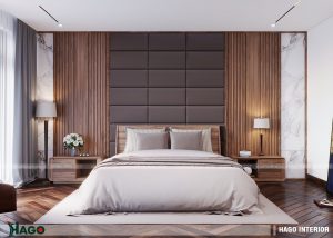 Trang trí phòng ngủ đẹp với chất liệu da hoặc nỉ simili cao cấp