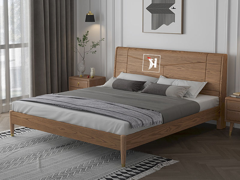 Giường ngủ gỗ sồi thiết kế đơn giản, hiện đại