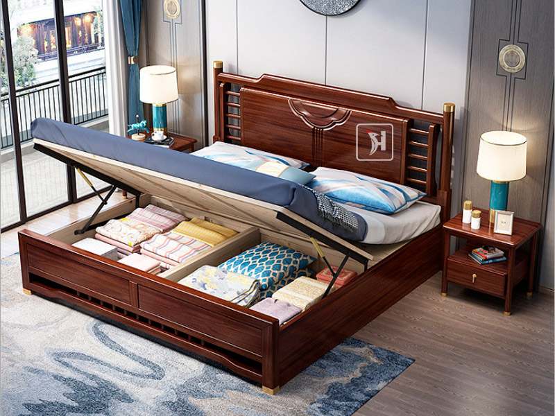 Giường ngủ gỗ tích hợp ngăn chứa đồ thông minh tiện lợi