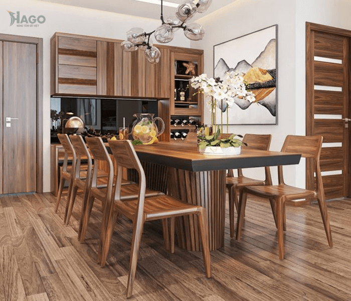 Bàn ghế ăn gỗ hiện đại sang trọng cho không gian bếp