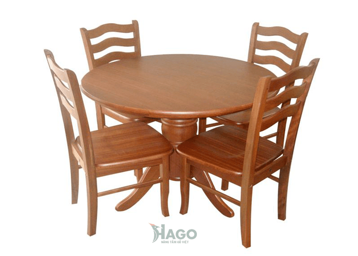 Bàn ghế ăn gỗ tự nhiên bàn tròn