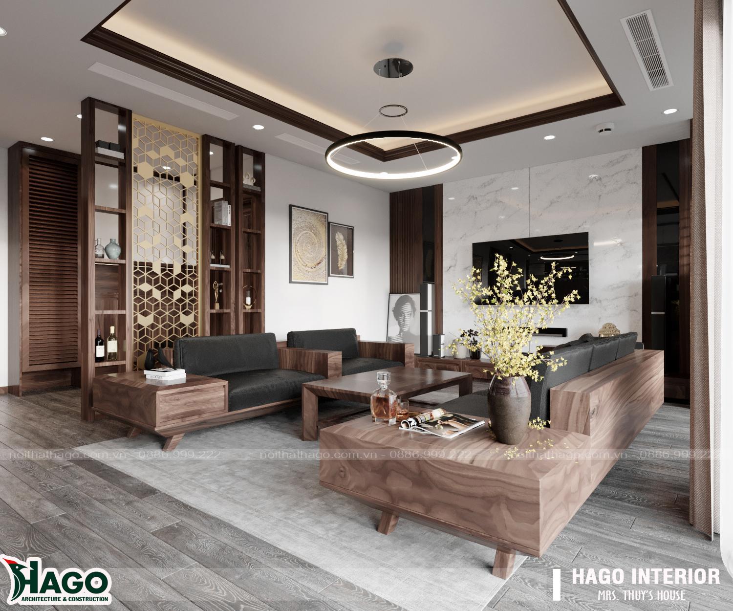 Sofa gỗ sồi thiết kế đơn giản hiện đại đầy tinh tế trong nội thất chung cư