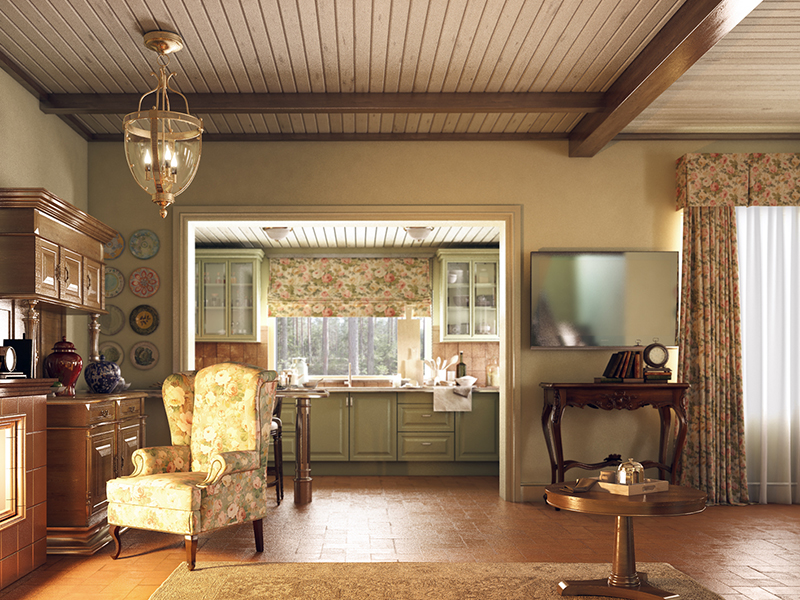 thiết kế nội thất phòng bếp phong cách vintage